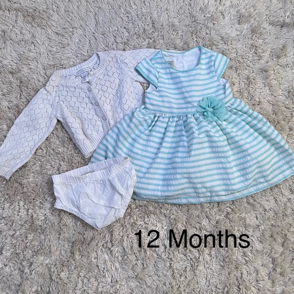 ✨5 For $15✨Dress 12M Baby Girl Easter/Formal Spring Dress Knitted White … - Picture 1 of 16